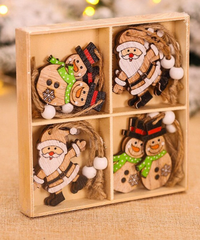 Świąteczne ozdoby wiszące w kształcie Św. Mikołaja i bałwanków