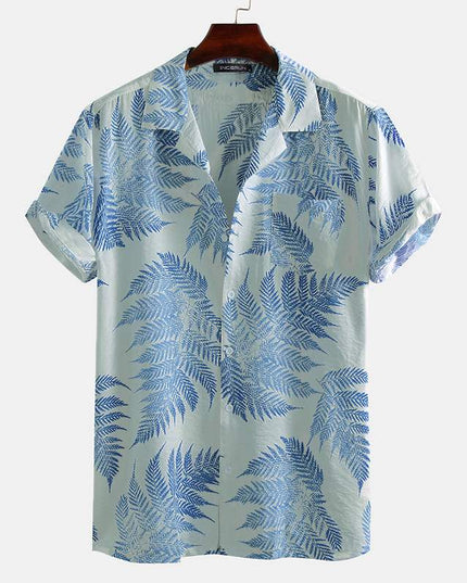 Męska koszula letnia z motywem egzotycznych liści