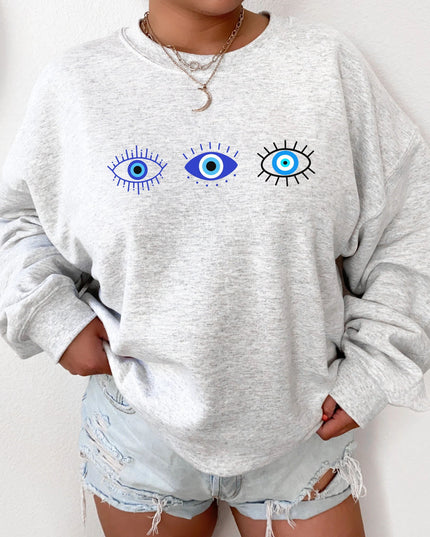 Damska bluza crewneck z nadrukiem oczu