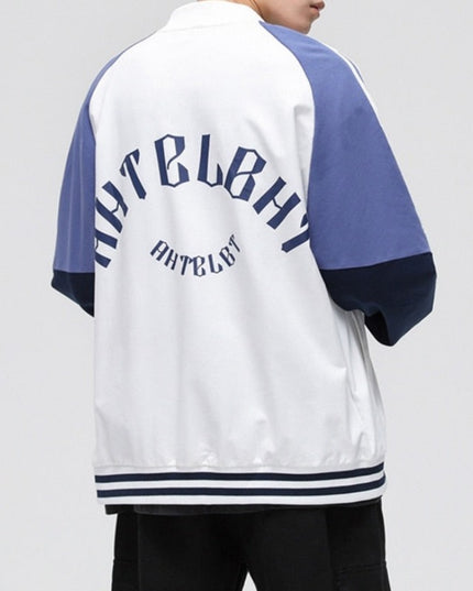 Męska kurtka przejściowa bomberka bejsbolówka z kontrastowymi rękawami