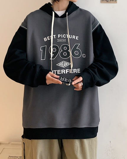 Męska bluza oversize z kapturem i nadrukiem