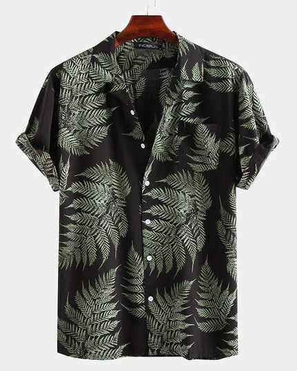 Męska koszula letnia z motywem egzotycznych liści