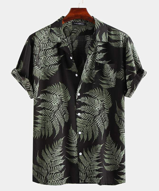 Męska koszula letnia z motywem egzotycznych liści