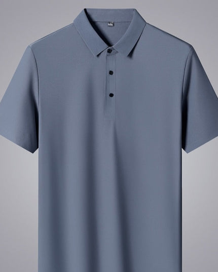 Męska koszulka polo z gładkiej tkaniny czarnymi guzikami