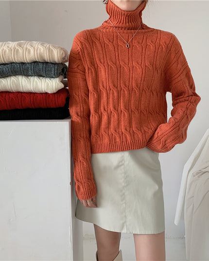 Damski sweter teksturowany z golfem