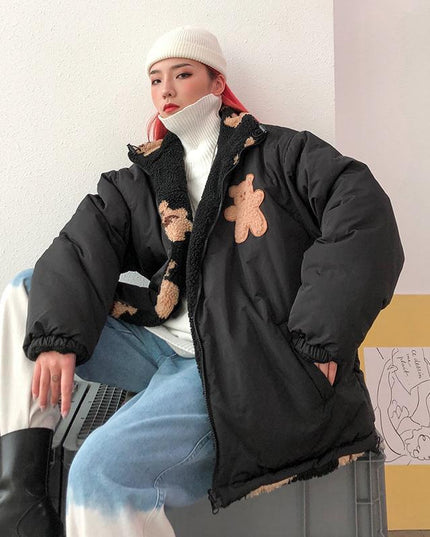 Damska kurtka zimowa dwustronna w misie