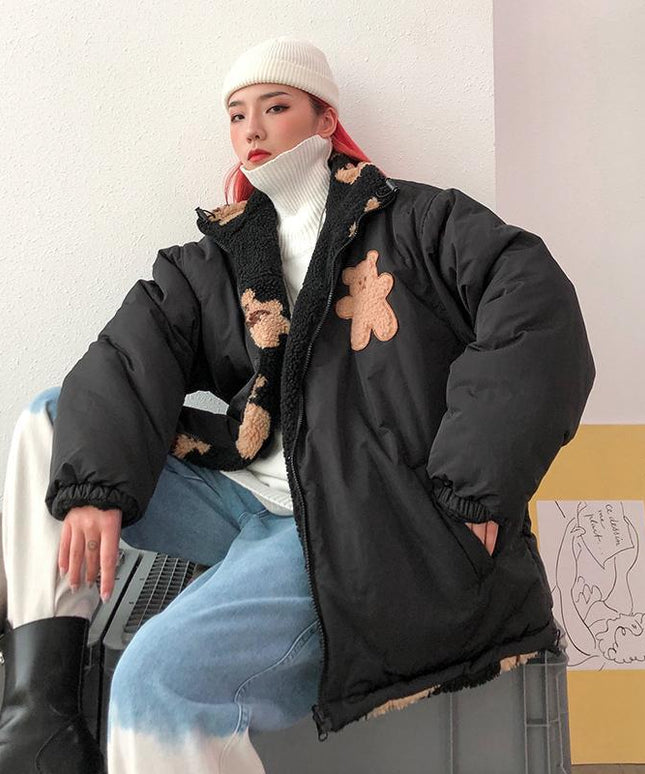 Damska kurtka zimowa dwustronna w misie