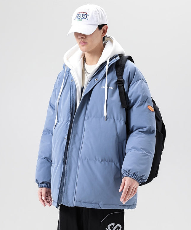 Męska kurtka zimowa ocieplana z dresowym kapturem