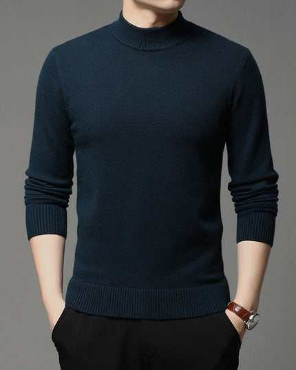 Męski sweter z półgolfem z gładkiej tkaniny