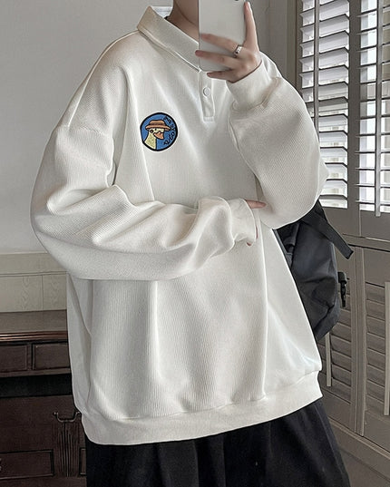 Męska bluza oversize z kołnierzykiem