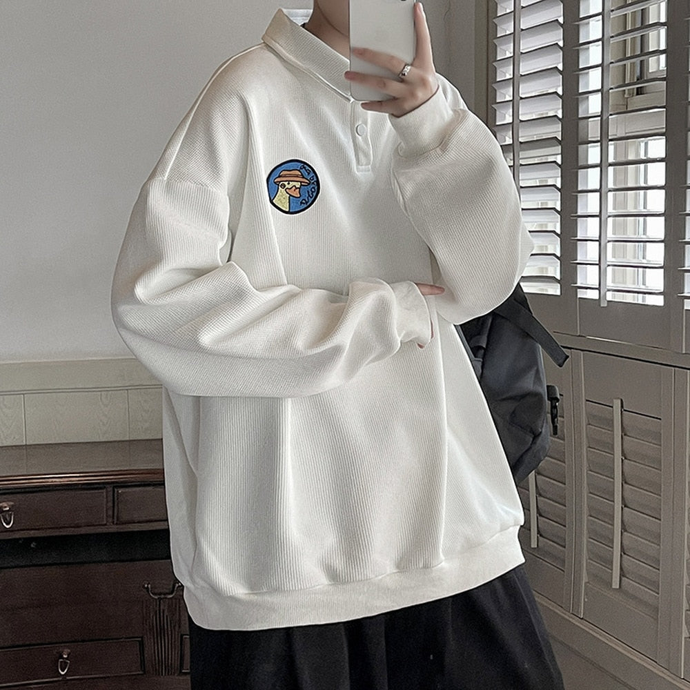 Męska bluza oversize z kołnierzykiem