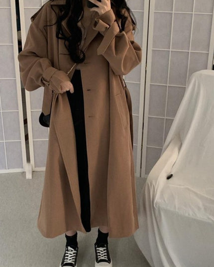 Damski płaszcz długi dwurzędowy oversize