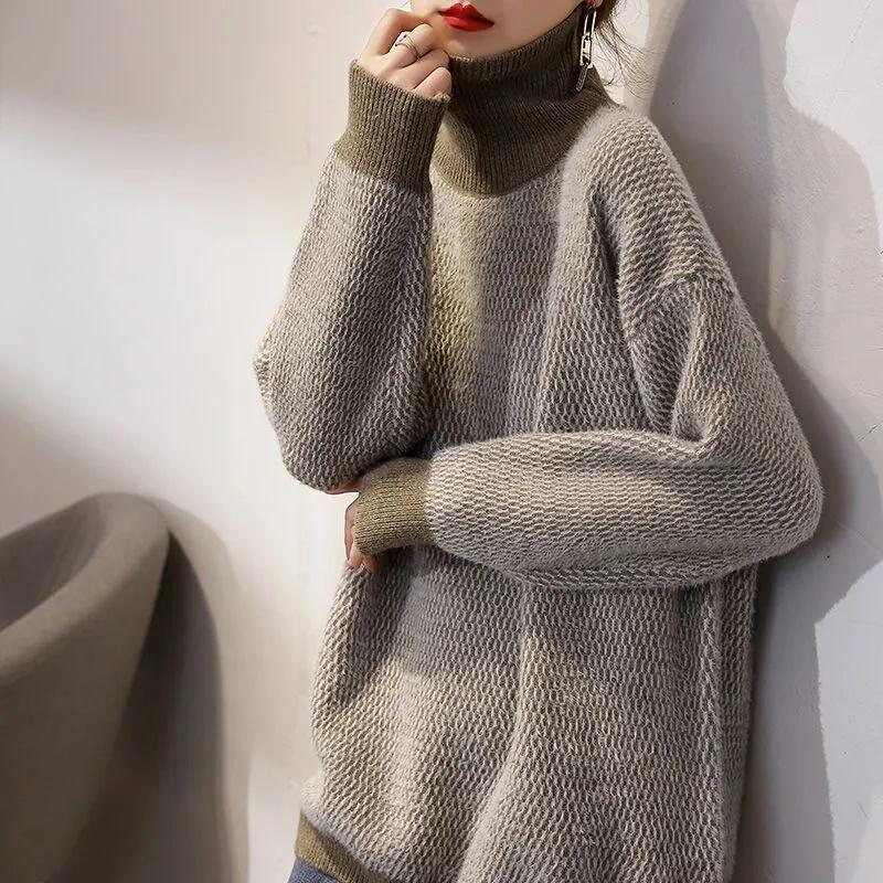 Damski sweter z golfem o kroju oversize