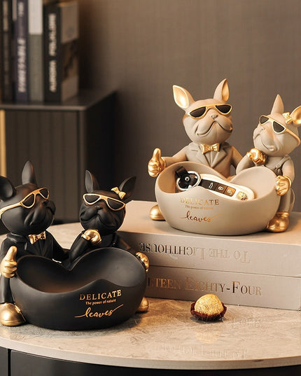 Figurka funkcjonalna buldog francuski z miseczką i haczykiem