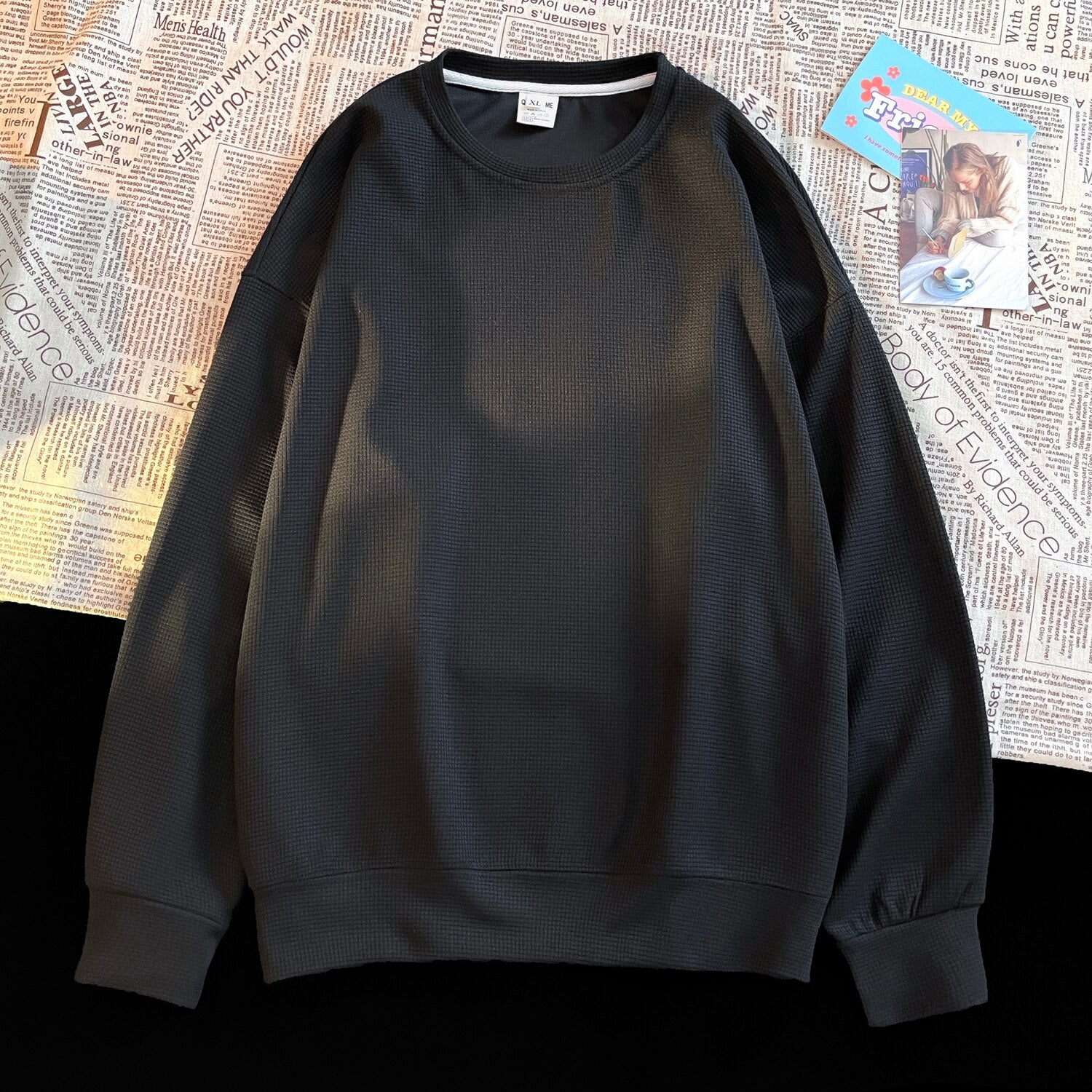 Męska bluza bez kaptura z materiału z fakturą