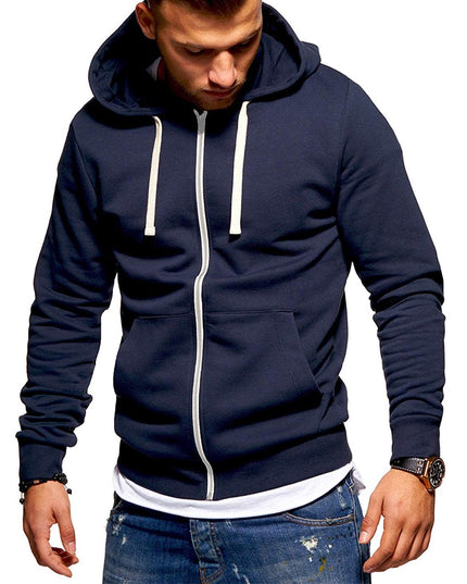 Męska bluza z kapturem rozpinana z białymi wstawkami