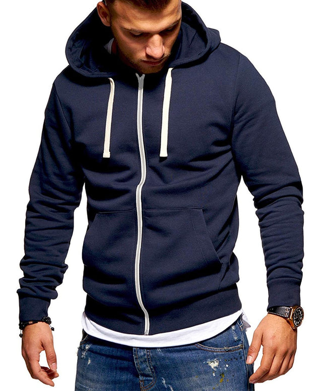 Męska bluza z kapturem rozpinana z białymi wstawkami