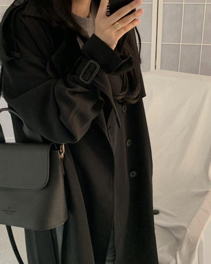 Damski płaszcz długi dwurzędowy oversize