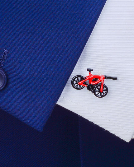 Spinki do koszuli w kształcie czerwonego roweru