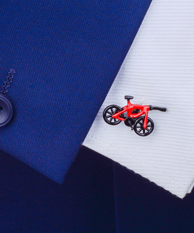 Spinki do koszuli w kształcie czerwonego roweru