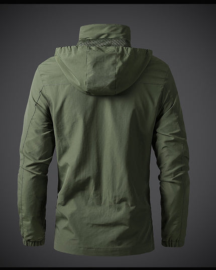 Męska kurtka przejściowa przeciwdeszczowa z kapturem