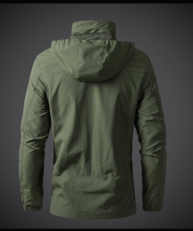 Męska kurtka przejściowa przeciwdeszczowa z kapturem
