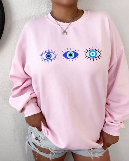 Damska bluza crewneck z nadrukiem oczu