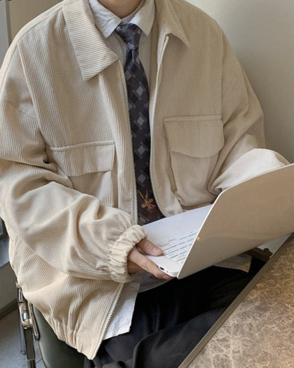 Męska kurtka przejściowa sztruksowa luźna