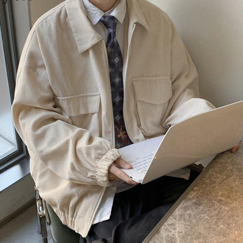 Męska kurtka przejściowa sztruksowa luźna