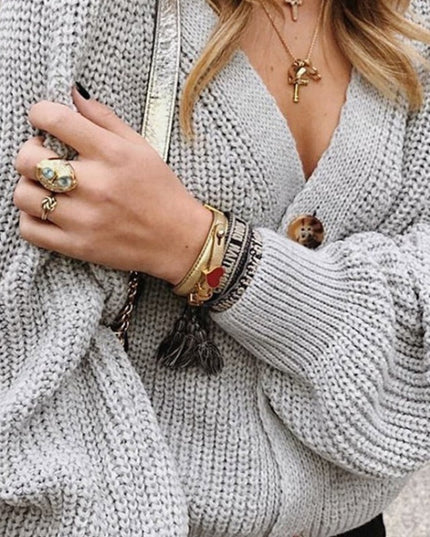 Damski sweter typu dziergany kardigan