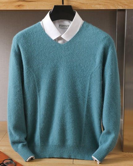 Męski sweter kaszmirowy z dekoltem w serek