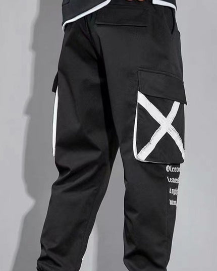 Męskie spodnie cargo z ozdobną klamrą