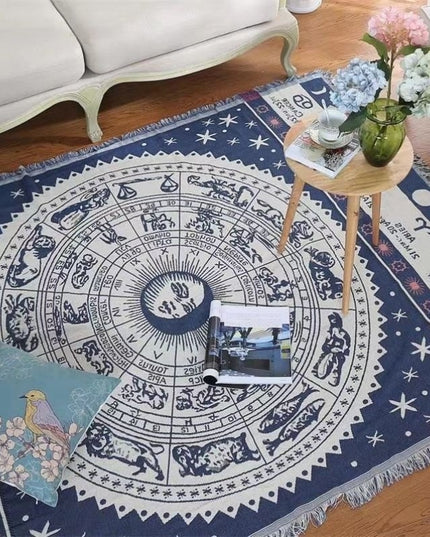 Dwustronny ozdobny pled ze znakami zodiaku