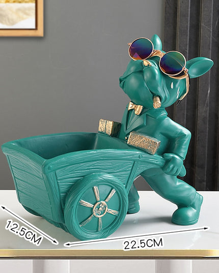 Figurka funkcjonalna buldog francuski ze złotymi dodatkami