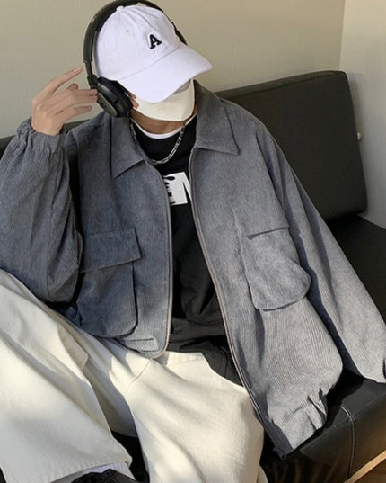 Męska kurtka przejściowa sztruksowa luźna