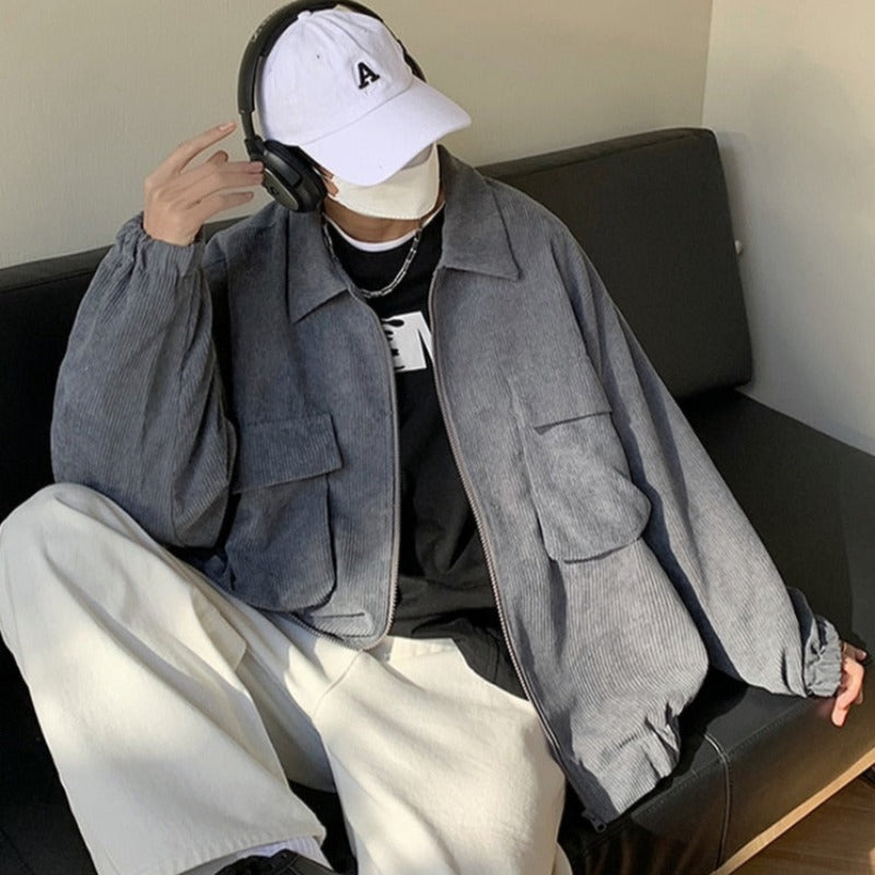 Męska kurtka przejściowa sztruksowa luźna