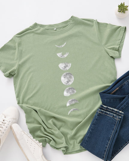 Damski T-shirt klasyczny z nadrukiem z motywem księżyca