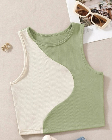 Damski top crop dwukolorowy