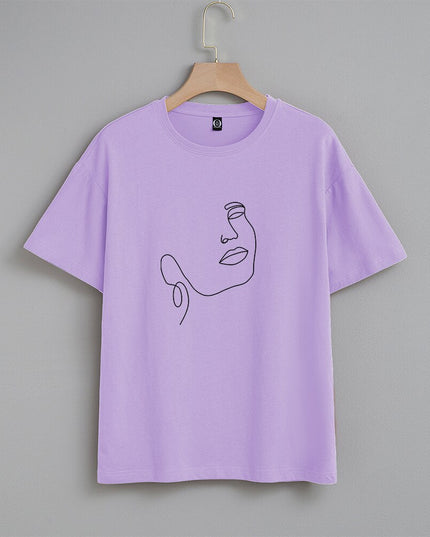 Damski T-shirt z nadrukiem z minimalistycznym motywem