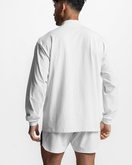 Męska koszulka z długim rękawem z półgolfem o luźnym kroju