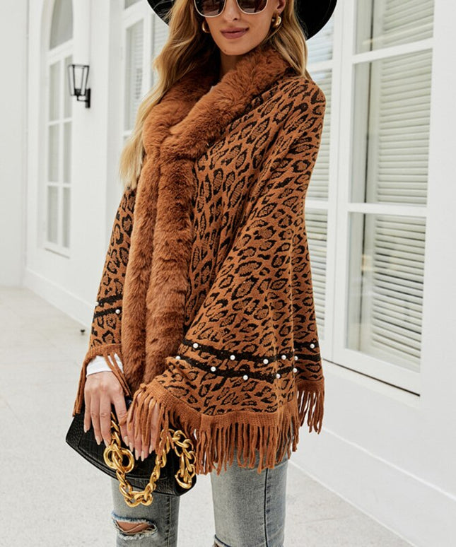Damski sweter typu ponczo w zwierzęcy wzór