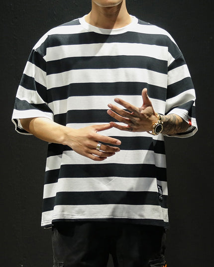 Męski T-shirt oversize w paski