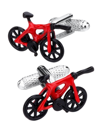 Spinki do koszuli w kształcie czerwonego roweru