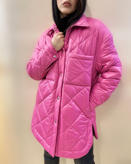 Damska kurtka zimowa pikowana z kieszeniami