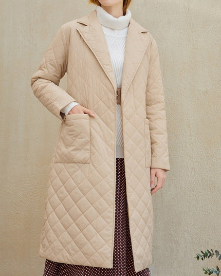 Damski płaszcz zimowy pikowany z kieszeniami