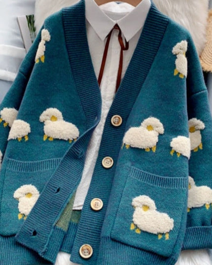 Damski sweter typu kardigan w baranki