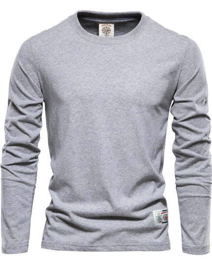 Męska koszulka z długim rękawem klasyczna z okrągłym dekoltem