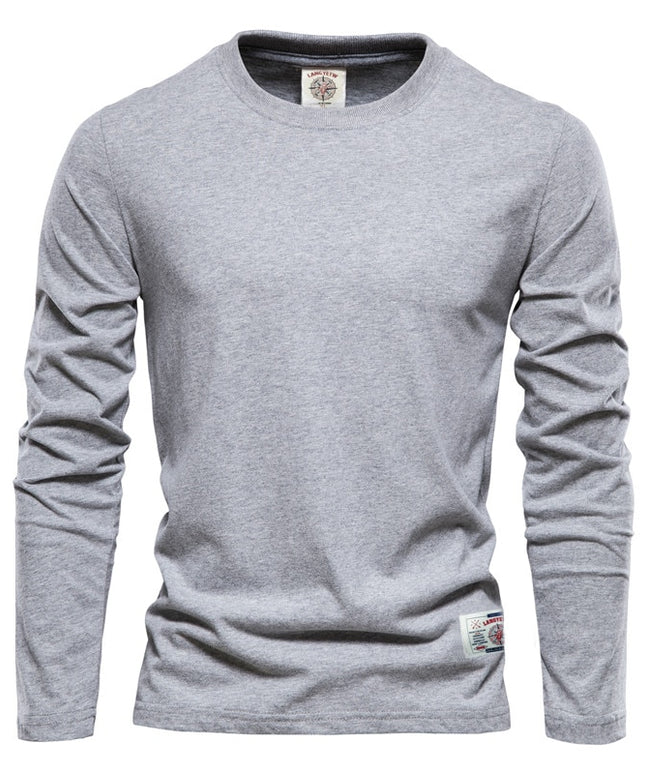 Męska koszulka z długim rękawem klasyczna z okrągłym dekoltem