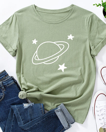 Damski T-shirt z nadrukiem z motywem kosmosu