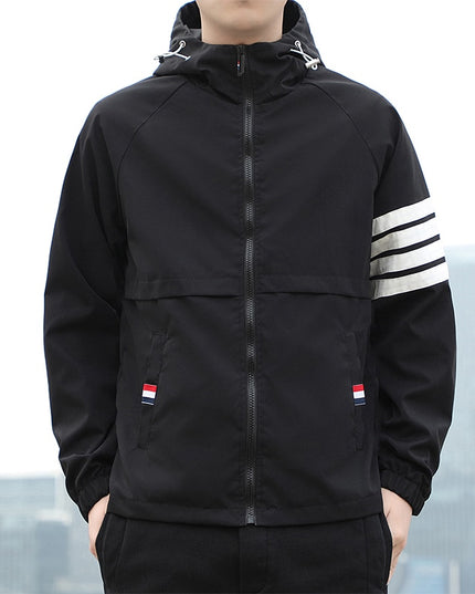 Męska kurtka przejściowa wiatrówka z kapturem